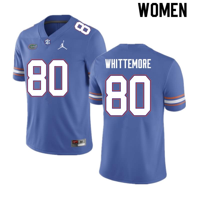 NCAA Florida Gators Trent Whittemore Women's #80 Nike Royal Stitched Authentic College Football Jersey BWA6764GV